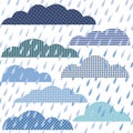 Rainy seamless pattern with clouds