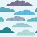 Rainy seamless pattern with clouds