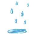 Rainy season raindrops and water illustration hand drawn Royalty Free Stock Photo