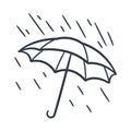 Rainy umbrella single isolated icon with sketch hand drawn outline style