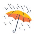 Rainy umbrella spring or springtime single isolated icon with doodle colorfull color style