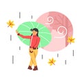 Rainy Vector Illustration for Autumn Activity Theme