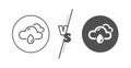 Rainy weather forecast line icon. Clouds with rain sign. Cloudy sky. Vector