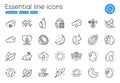 Rainy weather, Moon and Cloudy weather line icons. For website, printing and application. Vector