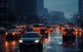 Rainy Weather Traffic Jam Road Congestion Scene Ai