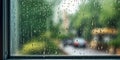 Rainy on window and water drop on mirror copy space blurred background Royalty Free Stock Photo