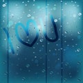Rainy window I Heart U Royalty Free Stock Photo