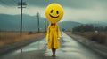 Emotional Landscapes: A Smiley-faced Person In A Yellow Jacket