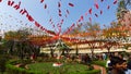 Raipur,India-21.04.2020: students are walking in decorated garden in a cultural fest of college