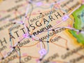 Raipur on a map of India with blur effect Royalty Free Stock Photo