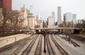 Rairoad Train Tracks Railyards Downtown Chicago Skyline Transportation