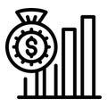 Raise budget icon, outline style Royalty Free Stock Photo