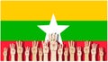 Raise 3 fingers.Demand democracy Myanmar.Banner modern Idea and Concept