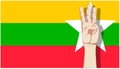 Raise 3 fingers.Demand democracy Myanmar.Banner modern Idea and Concept