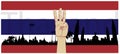 Raise 3 fingers.Demand democracy Thailand.Banner modern Idea and Concept