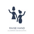 Raise hand icon. Trendy flat vector Raise hand icon on white background from E-learning and education collection Royalty Free Stock Photo