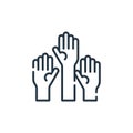 raise hand icon vector from education concept. Thin line illustration of raise hand editable stroke. raise hand linear sign for Royalty Free Stock Photo