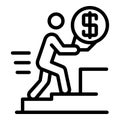 Raise money icon, outline style