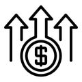 Raise money icon, outline style