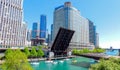 Raised Bridge On Chicago River Royalty Free Stock Photo