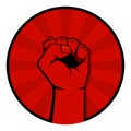 Raised clenched red fist in red circle Royalty Free Stock Photo