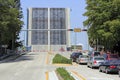 Raised Drawbridge with Vehicles Waiting