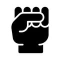 Raised fist black glyph icon Royalty Free Stock Photo