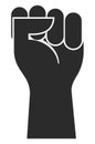 Raised fist black icon. Uprising symbol. Power sign