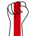 Raised fist flag of belarus, hand. Fist shape color of belarus flag. Patriotic demonstration, rebel, protest, fighting for human