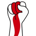 Raised fist flag of belarus, hand. Fist shape color of belarus flag. Patriotic demonstration, rebel, protest, fighting for human