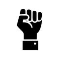 Raised fist icon symbol of victory, strength and solidarity. Empower, courage, strong, power concept. Human hand up in Royalty Free Stock Photo