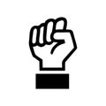 Raised fist icon symbol of victory, strength and solidarity. Empower, courage, strong, power concept. Human hand up in Royalty Free Stock Photo