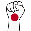 Raised fist japan flag. The hand of japan. Fist shape japanese flag color. Patriotic demonstration, rebel, protest, fighting