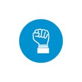 Raised fist - symbol of victory, strength, power and solidarity flat vector icon button for apps and websites. Stock Vector Royalty Free Stock Photo