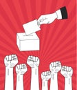 Raised fists hand and voting Royalty Free Stock Photo