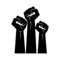 Raised fists resistance silhouette Royalty Free Stock Photo