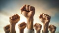 A Sky Full of Raised Fists.AI generated image Royalty Free Stock Photo