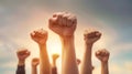 Raised Fists in Solidarity.AI generated image Royalty Free Stock Photo
