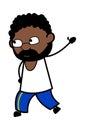 Raised Hand African American Man cartoon