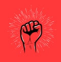 Raised hand with clenched fist. Strike, protest vector illustration