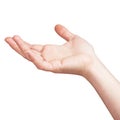 Raised hand expressing, on white