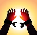 vector raised hands with broken chains Royalty Free Stock Photo
