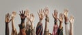 The Raised Hands of Unity and Diversity Celebrating Togetherness and Connection AI generated image Royalty Free Stock Photo