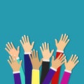 Raised hands volunteering vector concept. Symbol of alternative freedom