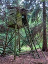 Raised hide for hunting in a forest Royalty Free Stock Photo