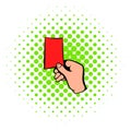 Raised red card icon, comics style