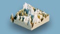 Raised relief map of Mount Everest 3D render illustration Royalty Free Stock Photo