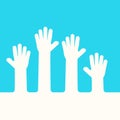 Raised up hands. Business concept. Volunteering. Vector illustration Royalty Free Stock Photo