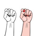 Raised women s fist isolated - symbol unity or solidarity, with oppressed people and women s rights. Feminism, protest