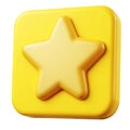 A raised yellow star icon centered on a square yellow button with rounded edges Royalty Free Stock Photo